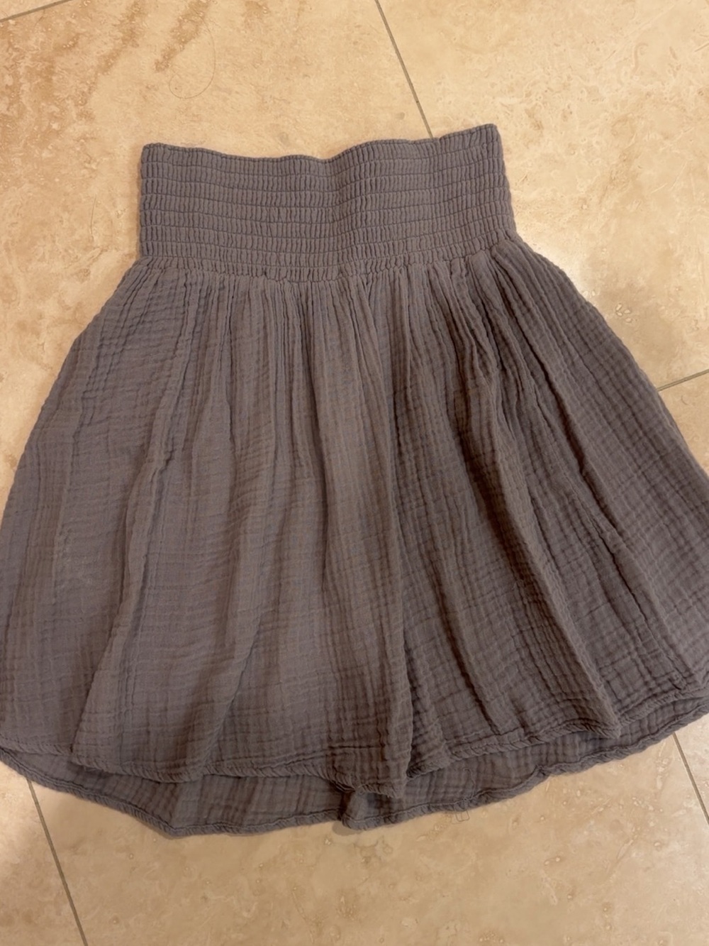 Michael Stars Havana Gauze Smocked Mini Skirt Cement Gray S - Picture 2 of 8